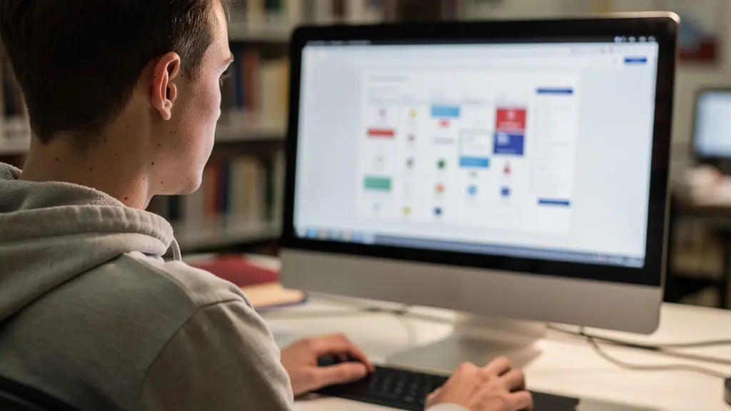 Étudiant PASS consultant son planning de révision sur écran d'ordinateur